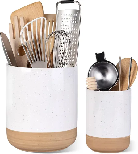 Miniatura 7 de AmorArc Soporte para utensilios de cerámica, 7.25 pulgadas + 5.4 pulgadas de cocina para encimera, organizador de encimera de cocina con parte