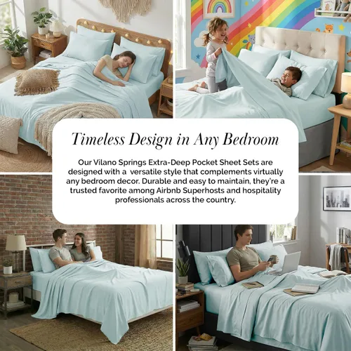 Miniatura 91 de Southshore Fine Living, Inc. Juego de 7 piezas de sábanas King divididas para cama ajustable, juego de sábanas King divididas con bolsillo de 21