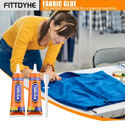 Miniatura 7 de 2 Pack de Pegamento para Tela Permanente, 60ML/2.02oz Pegamento Claro Lavable para Ropa, Adhesivo Súper para Tela para Strass, Parches, Ropa, Denim