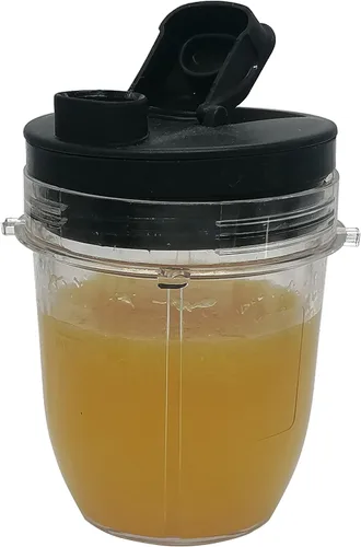 Miniatura 5 de Cuchilla de repuesto plana/fresadora y taza de 12 onzas con tapa de boquilla, compatible con Ninja Nutri-Blender Pro con Auto-iQ1100-W, BN400