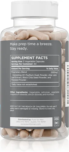 Miniatura 2 de Pure for Men Suplemento de Fibra Vegano Original Cleanliness Stay Ready Ayuda a Promover la Regularidad Digestiva Cáscara de Psyllium, Aloe
