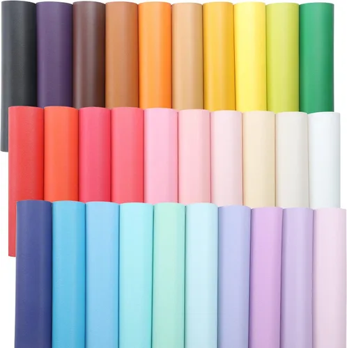 CDY Sábanas de piel sintética lisa: 30 unidades/juego de 8.2 x 6 pulgadas, hojas de tela de cuero de colores pastel adecuadas para hacer lazos,