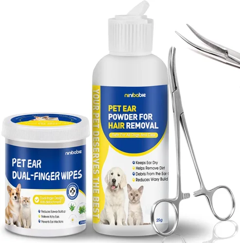 Miniatura 8 de Herramienta de depilación de orejas de perro con polvo para orejas – Pinzas de bloqueo curvadas de 5.5 pulgadas – Ayuda a eliminar el exceso de pelo