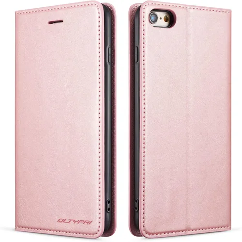Miniatura 10 de QLTYPRI Funda para iPhone 6 Plus/6S Plus, cubierta de piel PU con tarjetero, funda tipo billetera con solapa magnética y a prueba de golpes - Vino