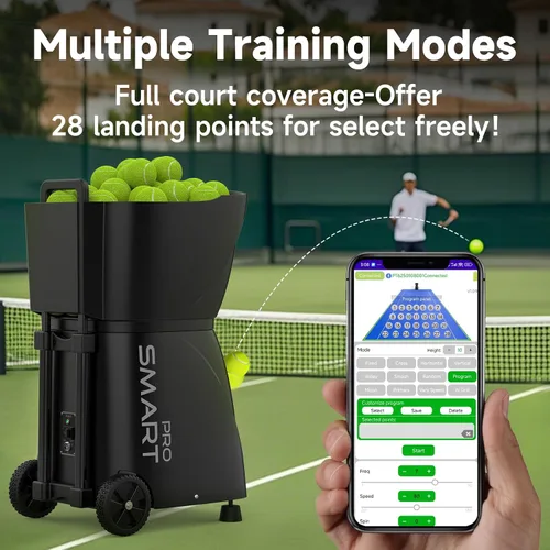Miniatura 3 de PT-Smart Pro - Máquina de pelotas de tenis, lanzador de pelotas de tenis de pádel con control de aplicación/control remoto/iWatch, capacidad de 115