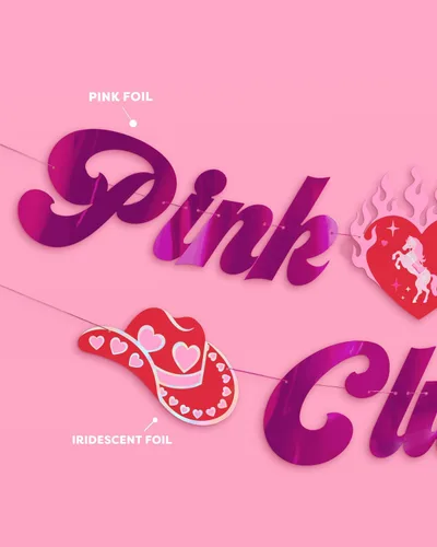 Miniatura 2 de xo, Fetti Cartel Pink Pony Club – Lámina rosa 5 pies Decoraciones de despedida de soltera, cartel de fiesta de cumpleaños, fondo de cumpleaños