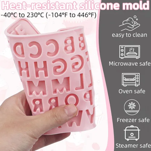 Miniatura 4 de 2 moldes de silicona para letras y moldes de chocolate con números, moldes reutilizables para hornear dulces, gomitas, cumpleaños, bodas y postres