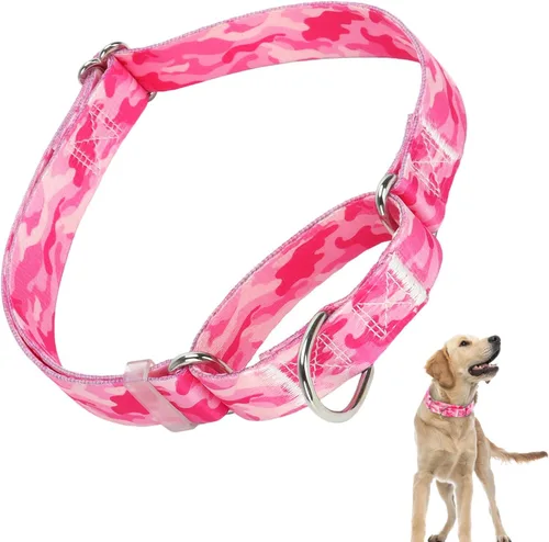 Miniatura 8 de Collar Martingale para perros, ajustable, de nailon suave, con diseño de bosque, para perros pequeños, medianos y grandes, collar de entrenamiento 3