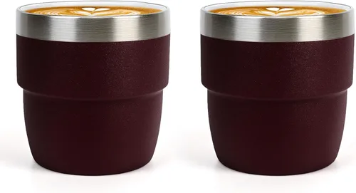 Miniatura 9 de Zenbo Tazas de Espresso/Café de 4 oz, Acero Inoxidable 18/8 con Revestimiento de Cerámica y Aislamiento al Vacío de Doble Pared, Apilables y Aptas