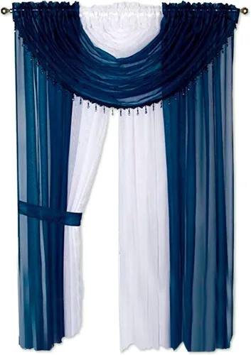 Miniatura 18 de Sapphire Home Cortinas traslúcidas – Juego de 4 paneles de dos tonos con cenefa y alzapaños, 55 x 63 pulgadas, cortina ligera filtrante de luz