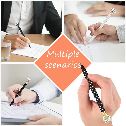 Miniatura 5 de PASISIBICK 20 bolígrafos de diamante de bonitos y hermosos bolígrafos de diamantes de cristal para mujeres, regalos de decoración de boda, despedida