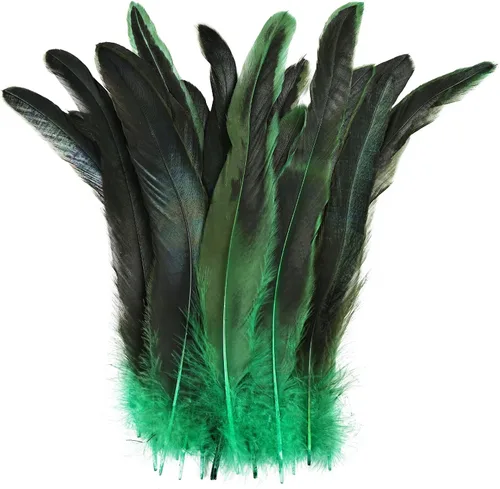Miniatura 7 de Plumas de cola de gallo azul aguamarina, 100 plumas de cola de gallo de 8 a 10 pulgadas de largo, a granel para capa de chal de plumas, costura