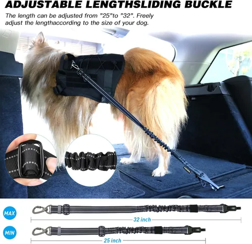 Miniatura 6 de AUBELL Cinturón de seguridad para perro, 3 en 1, ajustable, reflectante, resistente, arnés de perro con gancho de clip, cierre y hebilla, mosquetón