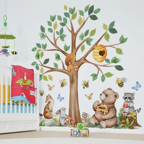 Miniatura 7 de Calcomanías Educativas de Animales de Safari Grandes para Pared, Adhesivos de Animales de la Selva, Pegatinas de León, Panda, Jirafa, Mono, Tigre