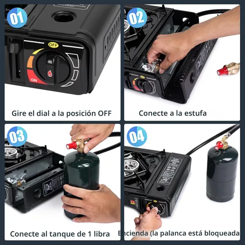 Miniatura 9 de SHINESTAR Estufa de combustible dual con compatibilidad de butano y propano, estufa de campamento portátil para cocinar al aire libre, manguera