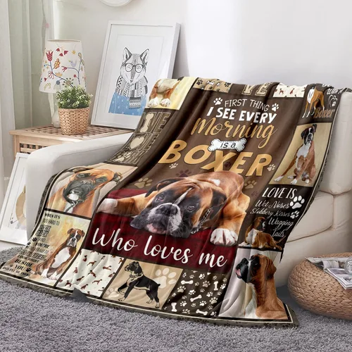 Tupmnbry Manta tipo bóxer para perros y cachorros, manta de franela súper suave, ligera y esponjosa para mascotas lindas, 50 x 60 pulgadas
