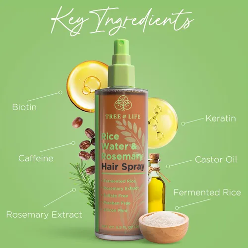 Miniatura 2 de Spray de agua de arroz para el crecimiento del cabello (8.8 onzas líquidas), arroz fermentado para engrosar el cabello, cafeína, extracto de romero