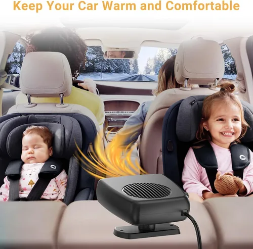 Miniatura 5 de Calentador de automóvil, descongelador de parabrisas portátil de 12 V 200 W, 2 en 1 con modos de calefacción y refrigeración, calentadores
