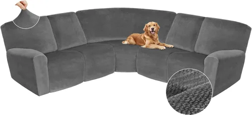 Miniatura 53 de Arfntevss Fundas de sofá seccional reclinable de terciopelo, Funda de sofá seccional de esquina para sofá reclinable, Funda elástica suave