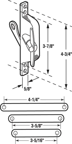 Miniatura 2 de Prime-Line H 3557 Jalousie Operador, reversible, con tres brazos de eslabones, acabado de aluminio (paquete individual)