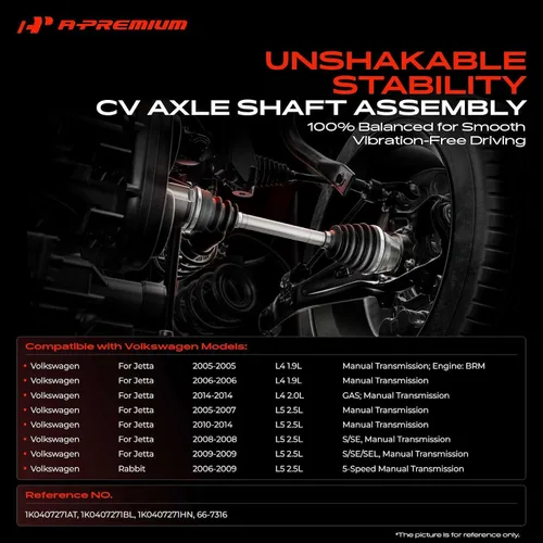 Miniatura 2 de A-Premium Juego de eje de transmisión compatible con Volkswagen Jetta 2005-2014, Rabbit 2006-2009, 1.9L 2.0L 2.5L, transmisión manual solamente