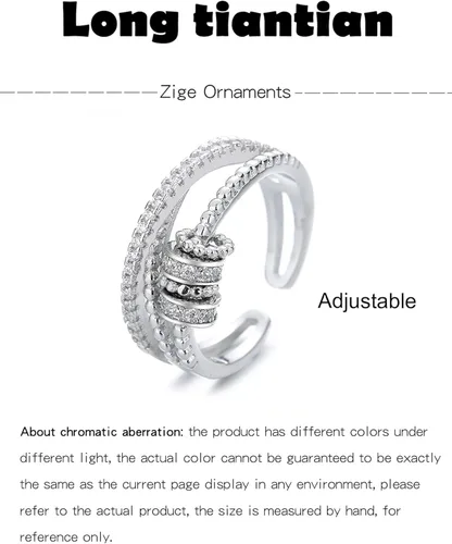 Miniatura 4 de Long tiantian Regalos de mamá para hija Anillo giratorio ajustable de ansiedad para mujeres Regalos del día de la madre para hija, ajustable, Metal