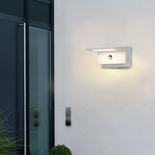 Miniatura 7 de Lustrlach Luces de pared para exteriores con sensor de movimiento, color blanco, para casa, moderna, LED, impermeable, de aluminio, para montaje