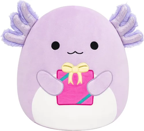 Miniatura 13 de Squishmallows Original de 12 Pulgadas Delenne The Rainbow Perro Tie-Dye con Sombrero de Fiesta - Peluche Oficial de Jazwares "Happy Birthday" Perro