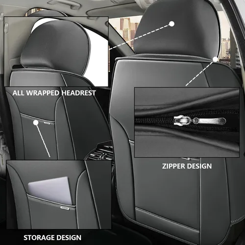 Miniatura 3 de Fundas de asiento de automóvil para Mercedes-Benz GLC 300 2017-2023, impermeables, suaves, transpirables, de piel sintética, con bolsillos