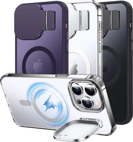 Miniatura 8 de Silverback Funda para iPhone 14 Pro Max con funda para cámara, compatible con MagSafe, con soporte integrado, funda magnética translúcida mate a