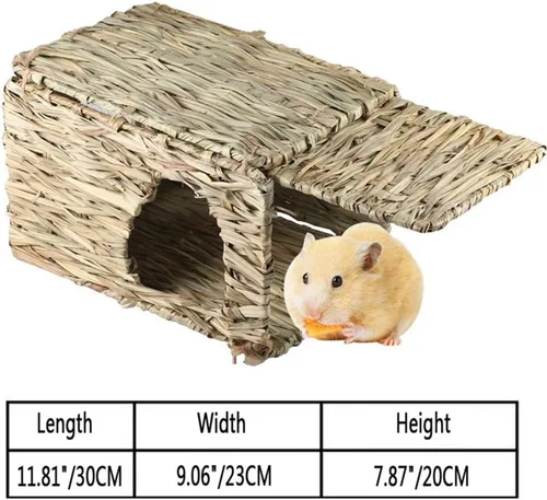 Miniatura 3 de LWINGFLYER Casa de hierba de conejo, casa de hierba para dormir, juguetes masticables para animales pequeños, conejo, hámster, chinchillas, guinea