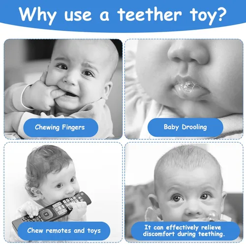 Miniatura 5 de Aolso Juguetes mordedores de silicona para bebés, forma de teléfono con clip para chupete, juguetes de dentición suaves para niños pequeños, sin