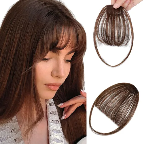 Miniatura 12 de Flequillo con clip, flequillo falso fácil de usar, flequillo de clip en flequillo, extensiones de cabello rubio francés, flequillo sintético