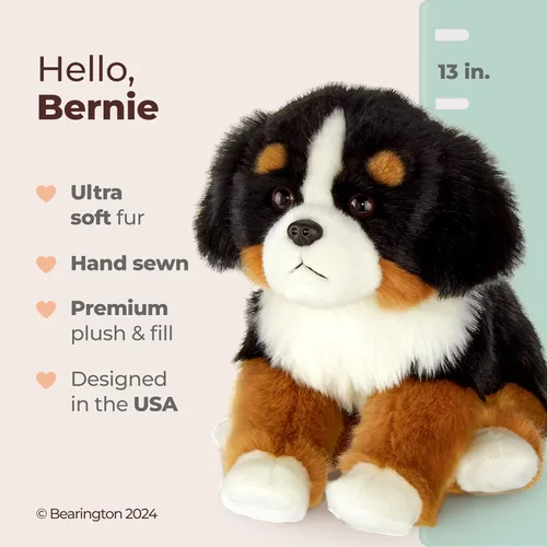 Miniatura 2 de Bearington Bernie The Bernese Mountain Dog Animal de Peluche, Animal de Peluche de Cachorro de 13 Pulgadas, para Edades de 3 a 14 Años