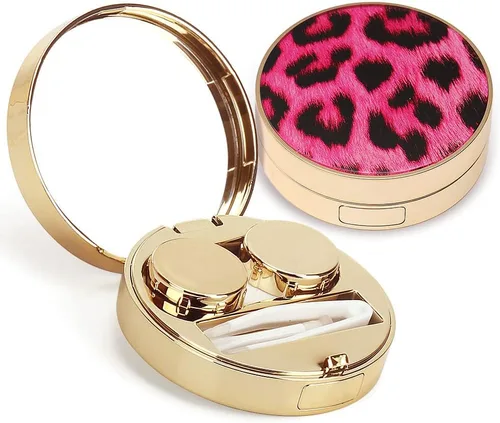 Miniatura 9 de ofone Estuche para lentes de contacto, estuche de lentes de contacto con patrón de monedero, kit de viaje con herramienta removedora, pinzas, C-rosa