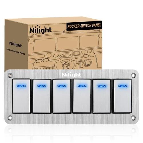 Miniatura 11 de Nilight Panel de interruptor basculante de 2 posiciones, 12V 24V DC, interruptores rojos, aluminio, 5 pines, ON OFF, precableado, impermeable