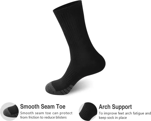 Miniatura 3 de Calcetines deportivos de algodón para hombre, con control de humedad, resistentes, para botas de trabajo, paquete múltiple