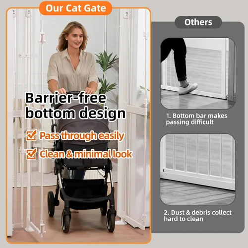Miniatura 7 de NiceTCU Puerta para gatos extra alta de 74.80-98.43 pulgadas, ajustable de 33.86-37.40 pulgadas de ancho, puerta completa transparente