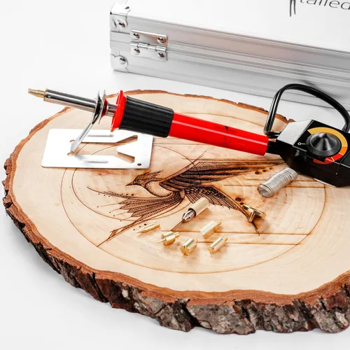 Miniatura 8 de Scissor-Tailed Kit de quemado de madera de alta calidad, 43 piezas, bolígrafo de temperatura ajustable con 36 puntas y accesorios, todo en un