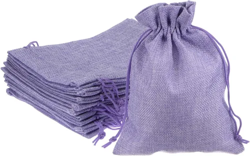 Miniatura 9 de HARFINGTON 10 bolsas pequeñas de arpillera con cordón, bolsa de regalo de 5 x 7 pulgadas, bolsas de joyería para regalos de fiesta de boda, regalos