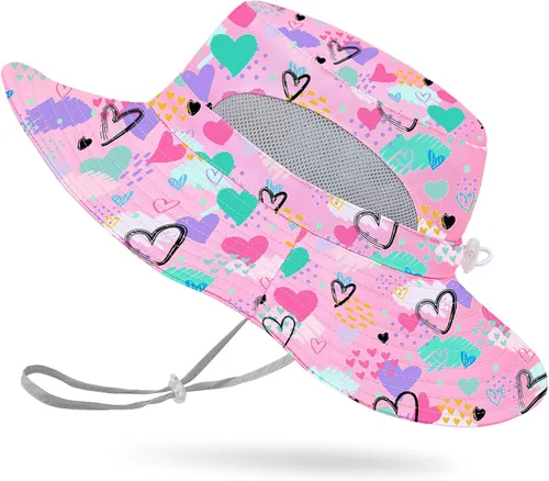 Miniatura 18 de Sombrero de sol para niñas de 2 a 8 años de malla con protección UV, sombrero de playa plegable para niñas de 2 a 8 años Azul