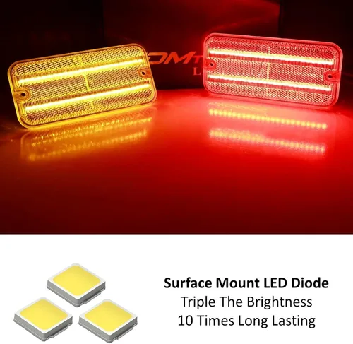 Miniatura 2 de iJDMTOY Kit de luz de marcador lateral frontal y trasero con lente semitansparente ámbar/rojo, compatible con GMC/Chevy Van Sportcan Vandura SaVana