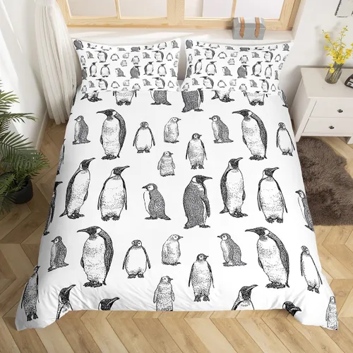 Miniatura 4 de Erosebridal Funda de edredón de pingüino, tamaño matrimonial, funda de edredón de animales antárticos para habitación de niños, niñas, adolescentes
