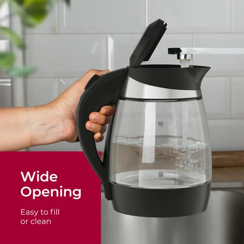 Miniatura 8 de Mueller Living Glass Kettle 1.5L 1500W - Tetera eléctrica con luz LED, apagado automático con tecnología SpeedBoil y protección contra hervir