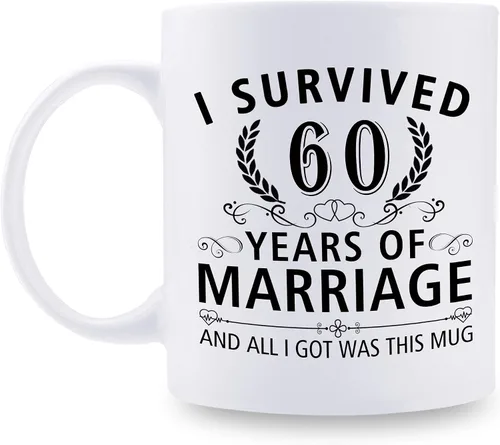 Miniatura 26 de Taza de café de 11 onzas con texto en inglés "I Survived 50 Years of Marriage and All I Got Was This Cup" para el 50 aniversario de boda y para él