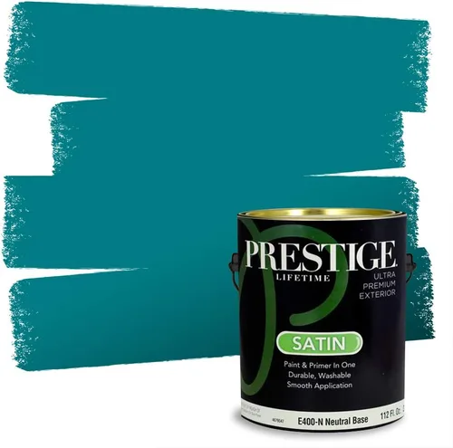 Miniatura 103 de Prestige Paints. - Base y pintura para exteriores en un solo galón, 1 galón. plano, comparable con Sherwin Williams Topsail. SW6799-PCM