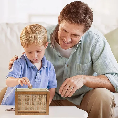 Miniatura 8 de Kakeibo - Caja de madera para ahorrar dinero, alcancía para adultos y niños, banco de monedas para niños y niñas, caja de ahorro de madera