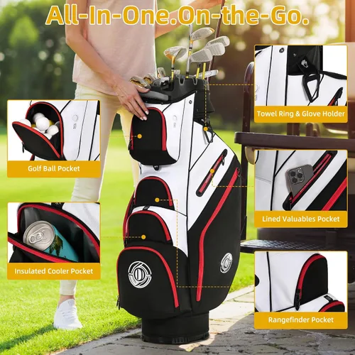 Miniatura 4 de Bolsa de carrito de golf Shopsource, bolsa de palos de 14 vías con cierre moldeado y divisores de longitud completa, bolsas de carrito silenciosas