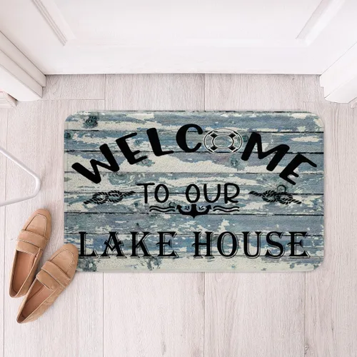Miniatura 8 de Feelyou Lake House - Alfombra de baño antideslizante de 20 x 32 pulgadas, alfombra de baño rústica para puerta de casa de campo, lago, barco, rojo