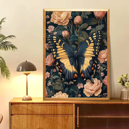 Miniatura 3 de NAIMOER Kits de arte de diamantes de mariposa para adultos principiantes, kit de pintura de diamante 5D, arte de gemas de taladro completo por